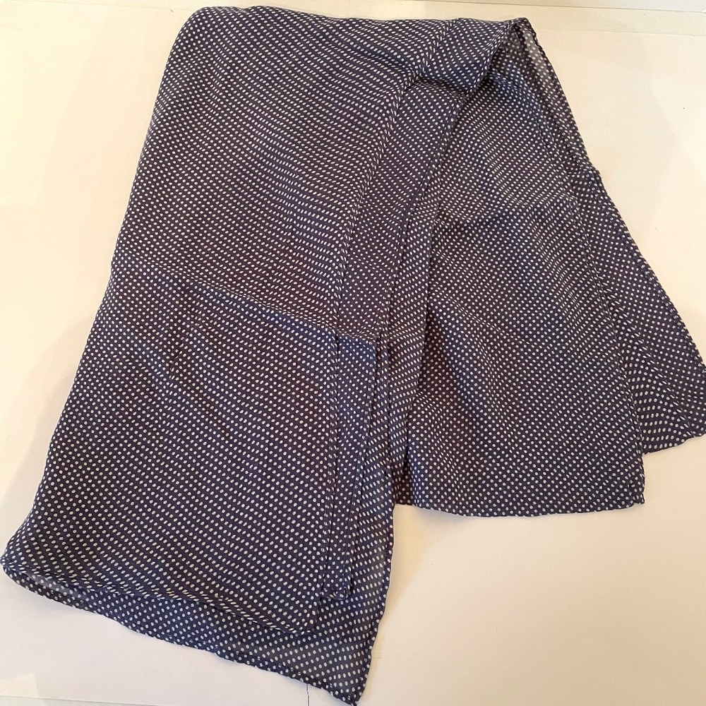 BODEN SCARF Printed Marine Blue Pinspot Wrap Blue White